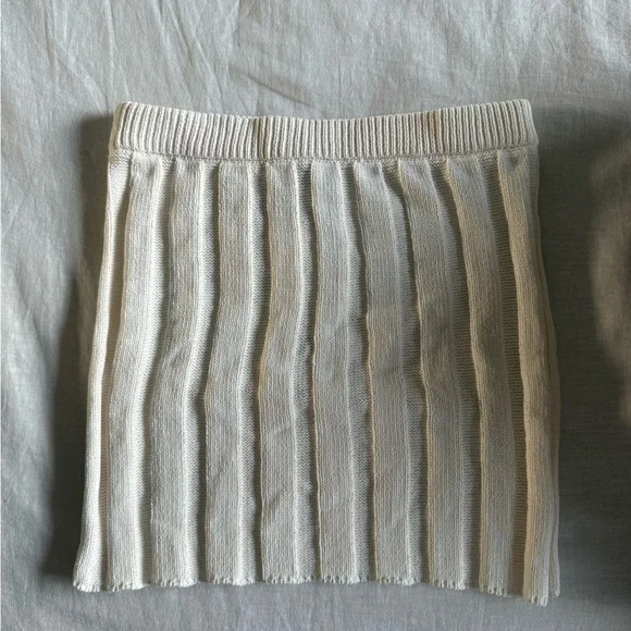 NWOT Cream Ribbed Knit Skirt - Picture 1 of 4